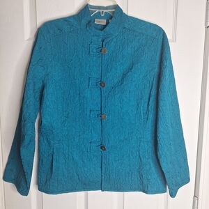 Chico's Teal Textured Blazer Size 1 Medium